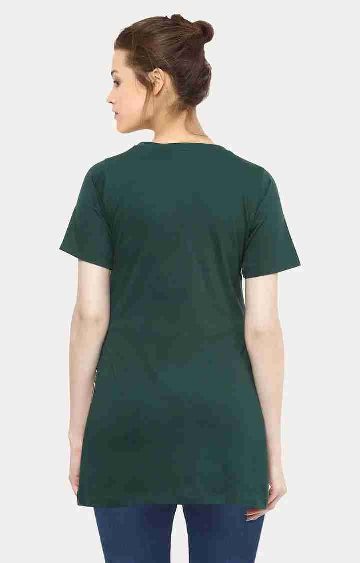 Women's Green Viscose SolidCasualwear Regular T-Shirts