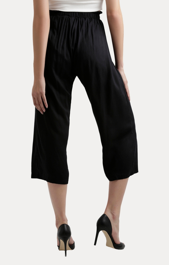 MISS CHASE | Women's Black Solid Culottes 3