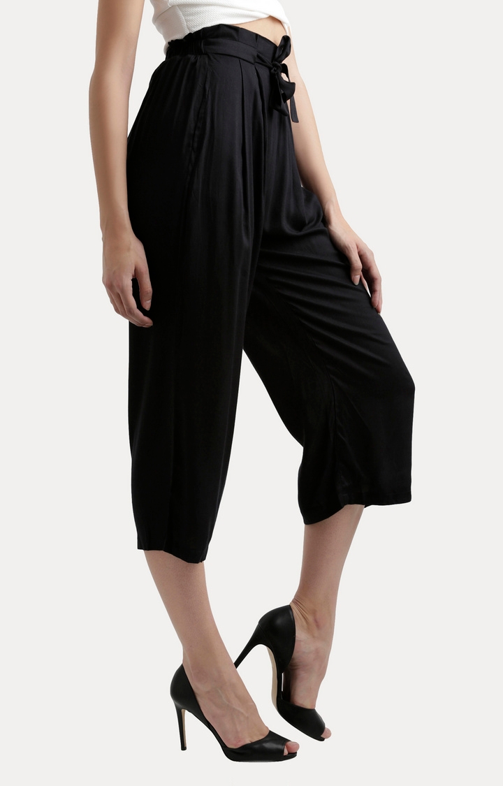 MISS CHASE | Women's Black Solid Culottes 2
