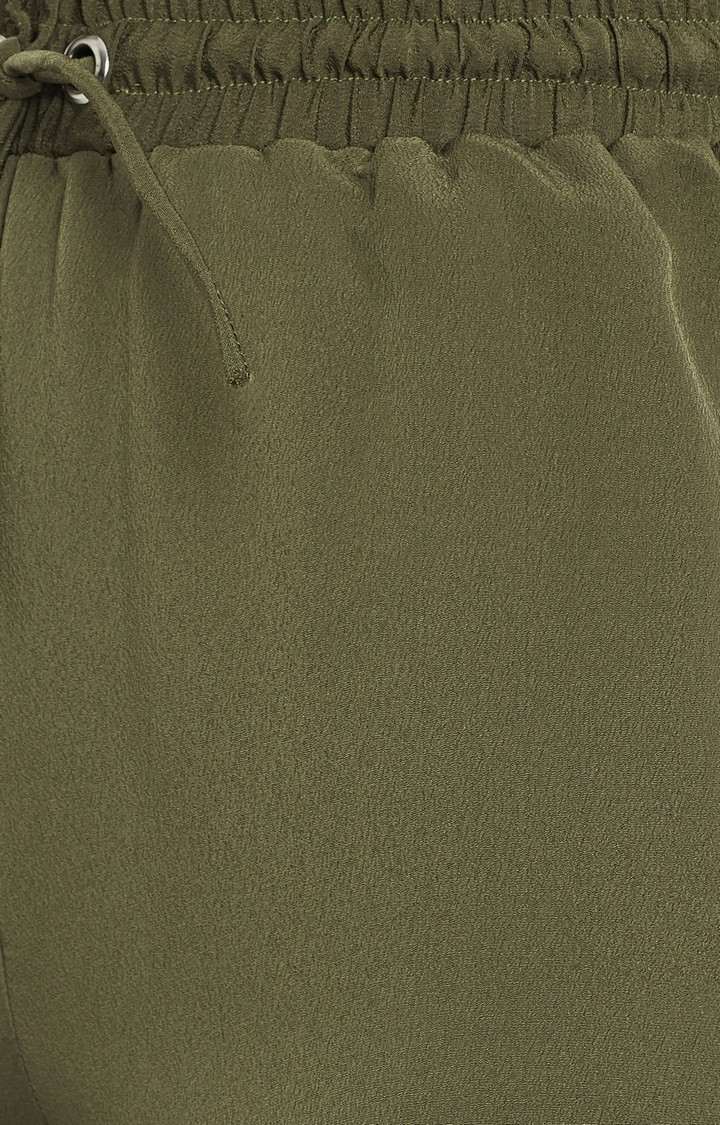 Women's Green Solid Casual Joggers