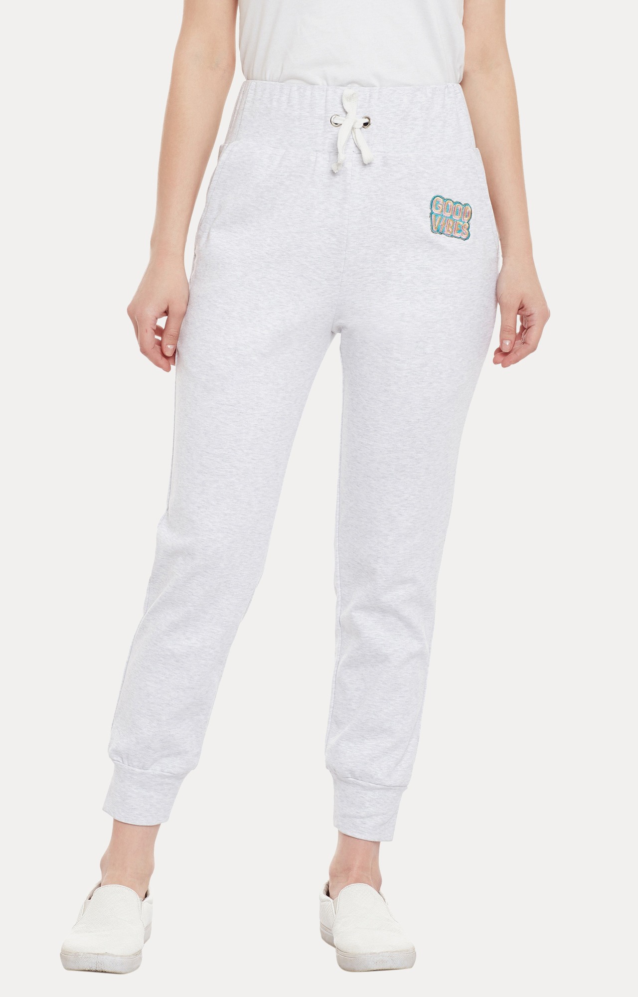 MISS CHASE | Women's Grey Melange Casual Joggers