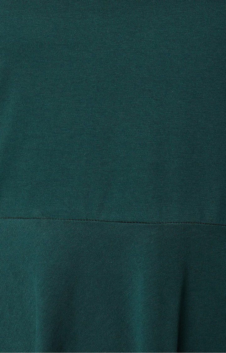 Women's Green Cotton SolidCasualwear Skater Dress