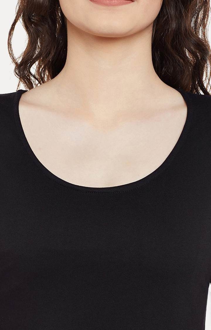 Women's Black Cotton SolidCasualwear Skater Dress