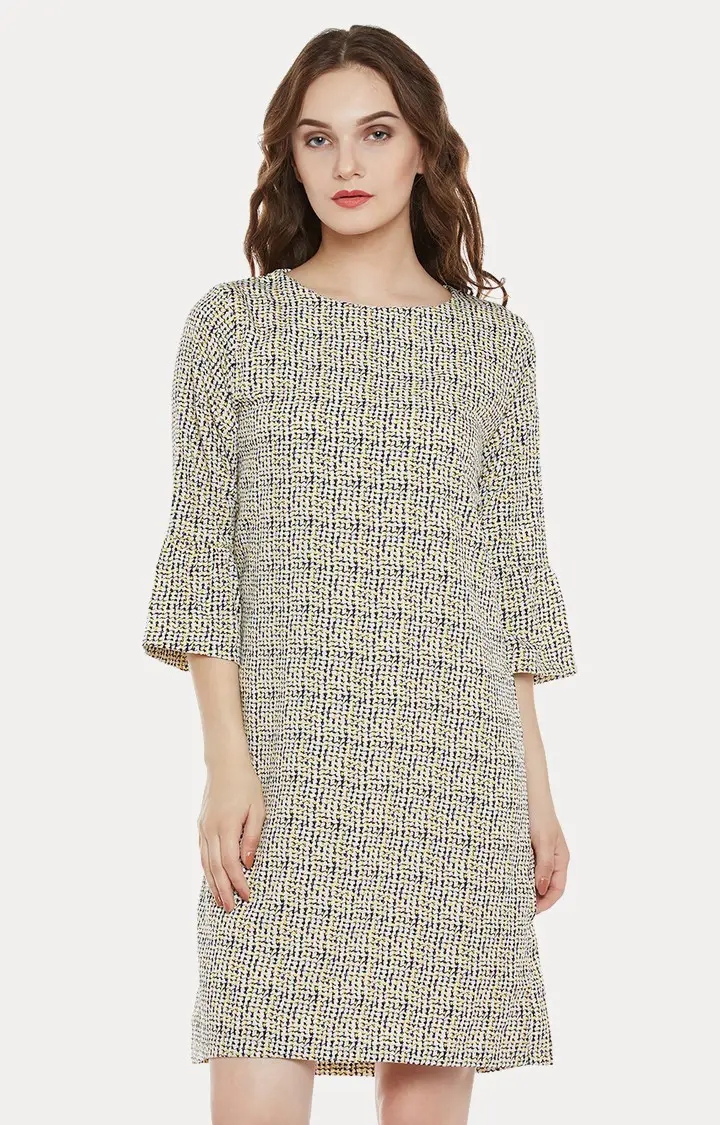 MISS CHASE | Women's Beige Printed Shift Dress