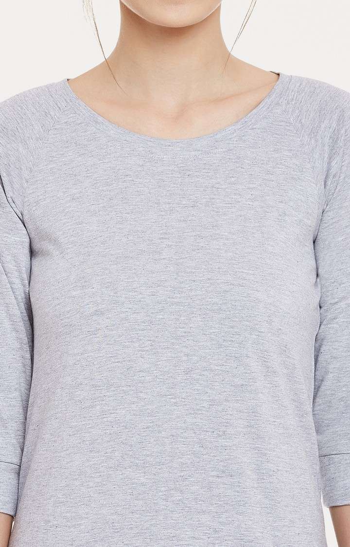 Women's Grey Cotton MelangeCasualwear Shift Dress