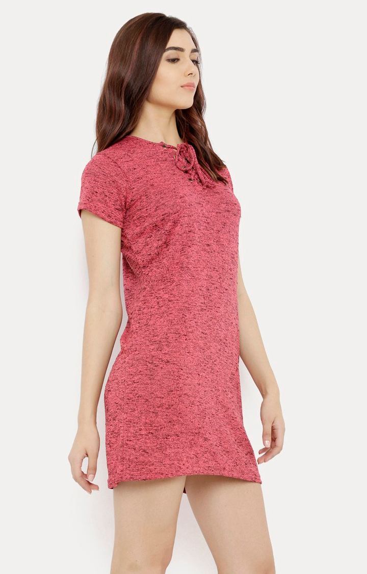 Women's Pink Cotton MelangeCasualwear Shift Dress
