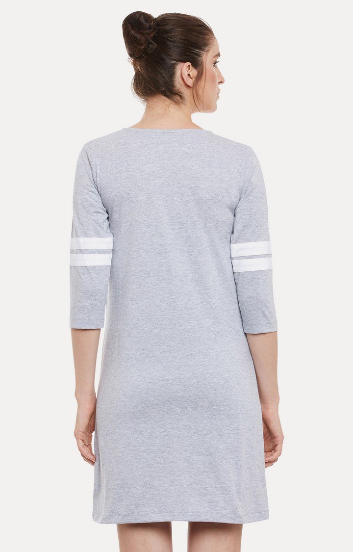 Women's Grey Cotton MelangeCasualwear Shift Dress