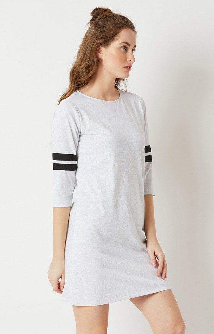 Women's Grey Cotton SolidCasualwear Shift Dress