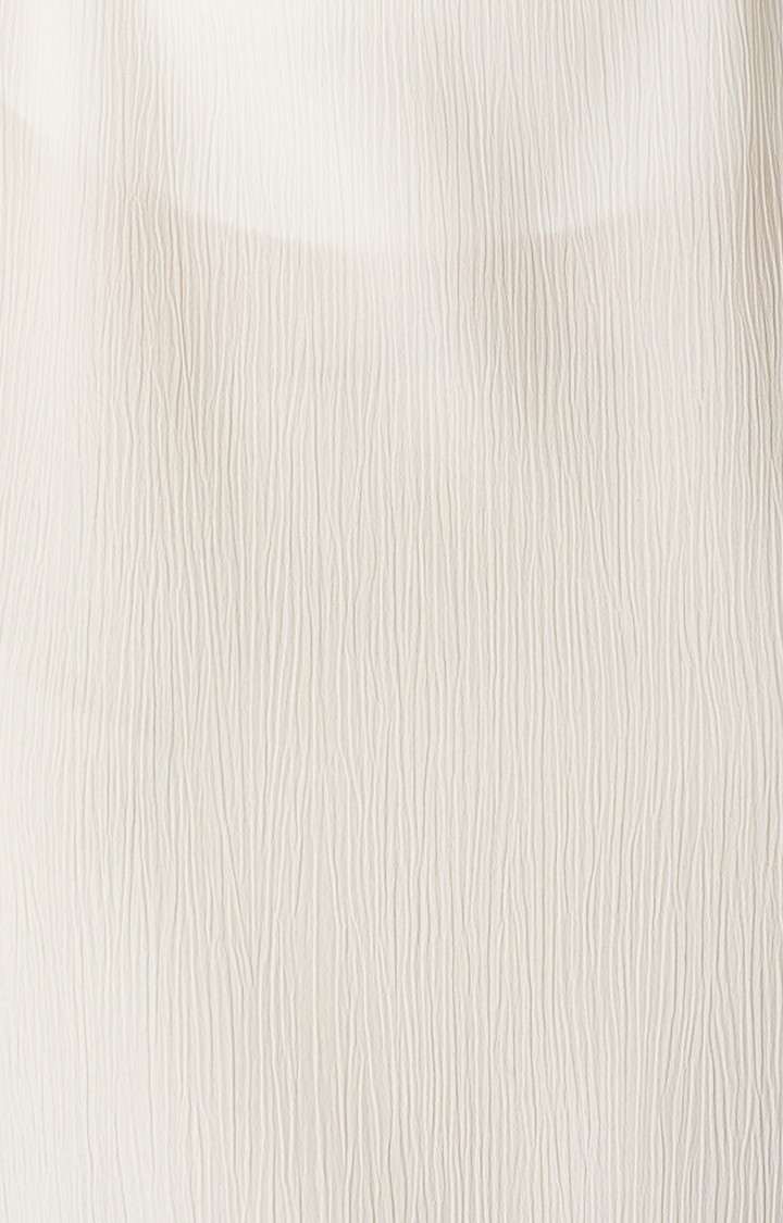 Women's White Chiffon SolidCasualwear Tops