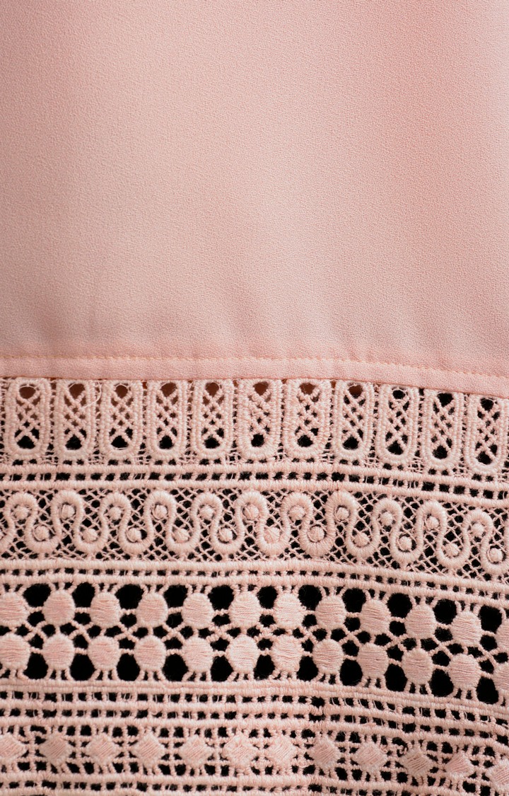 Women's Pink Crepe SolidCasualwear Tops