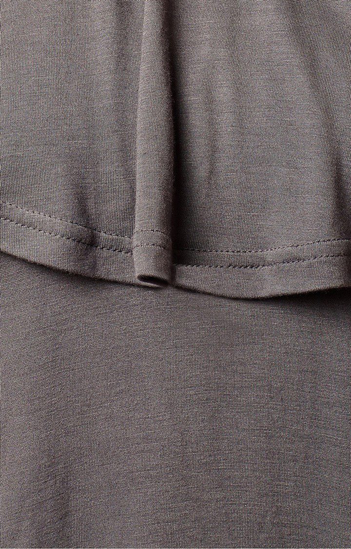 Women's Grey Rayon SolidCasualwear Tops