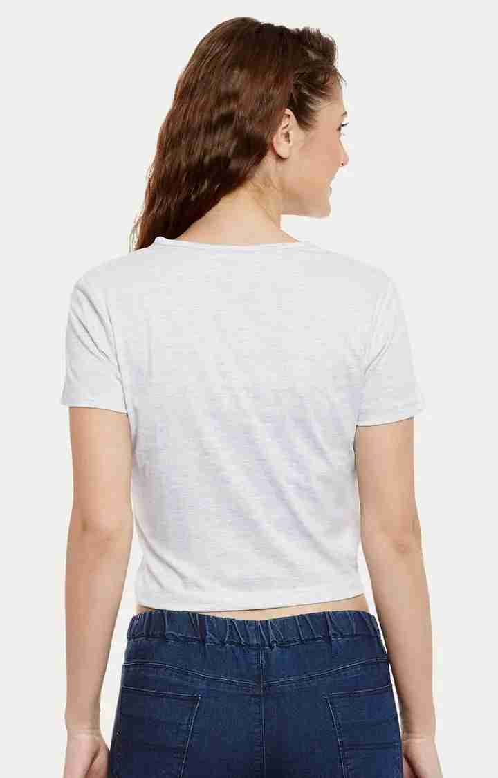 Women's Grey Cotton MelangeCasualwear Crop T-Shirts