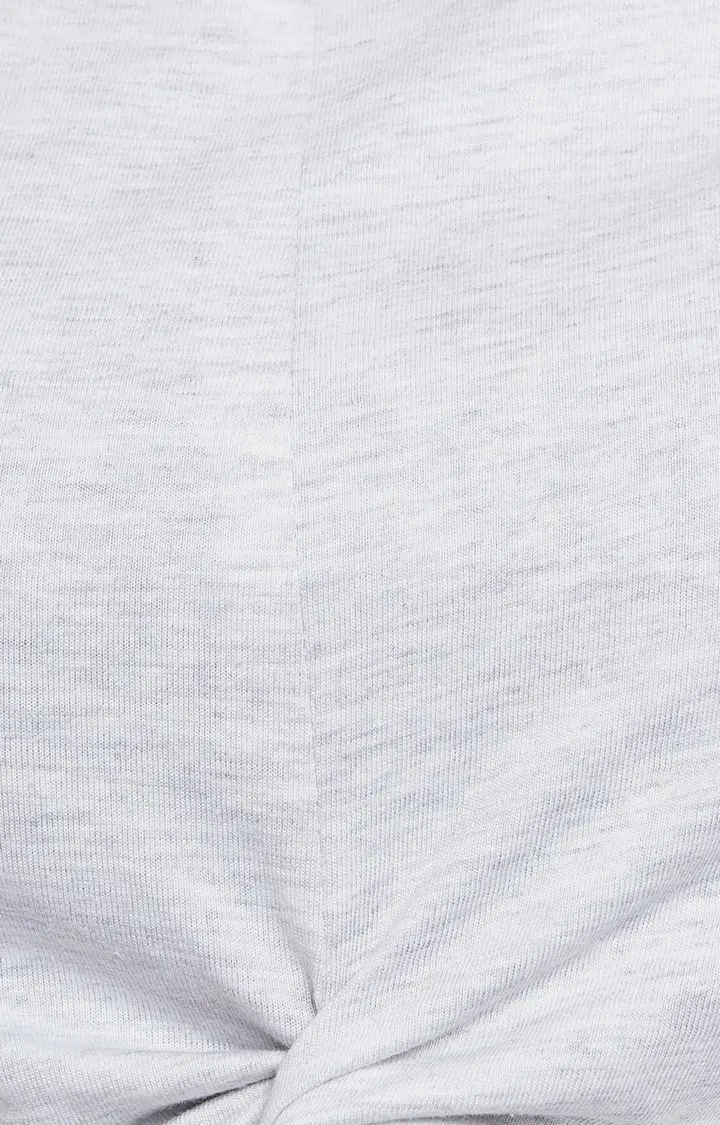 Women's Grey Cotton MelangeCasualwear Crop T-Shirts