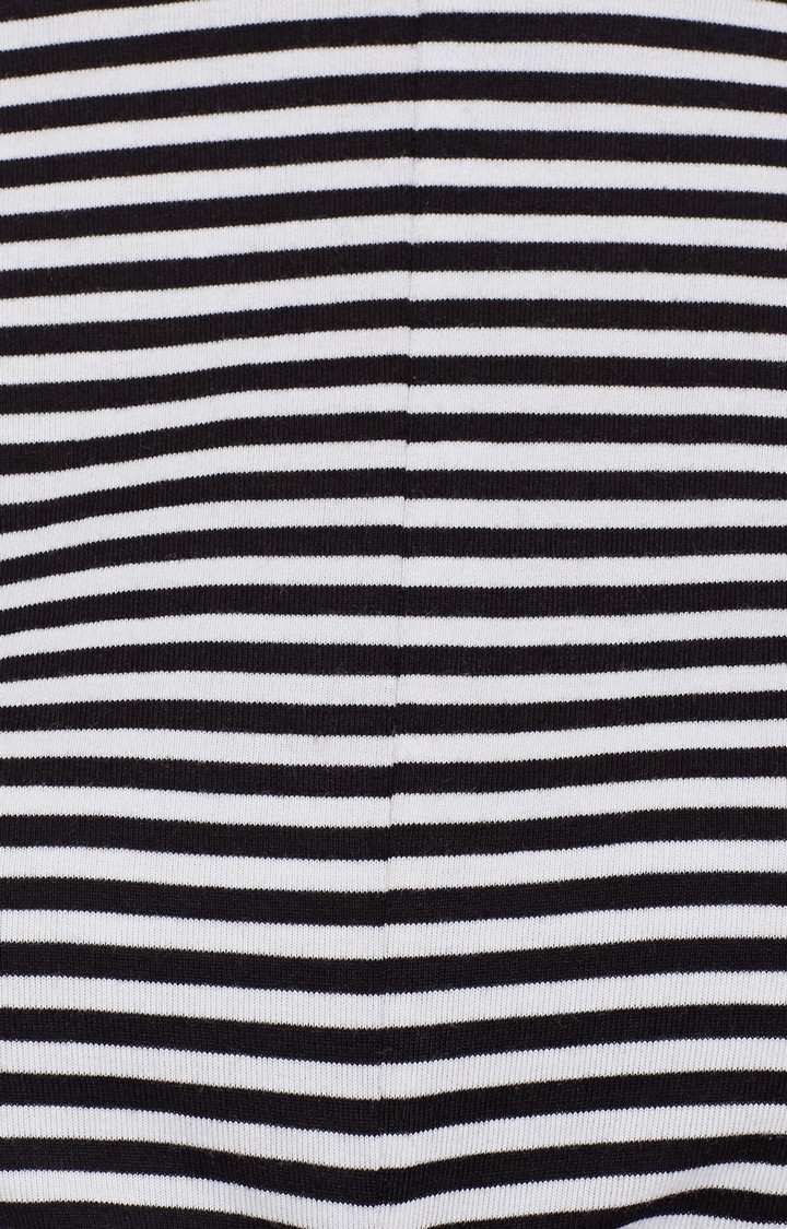 Women's Black Cotton StripedCasualwear Crop T-Shirts