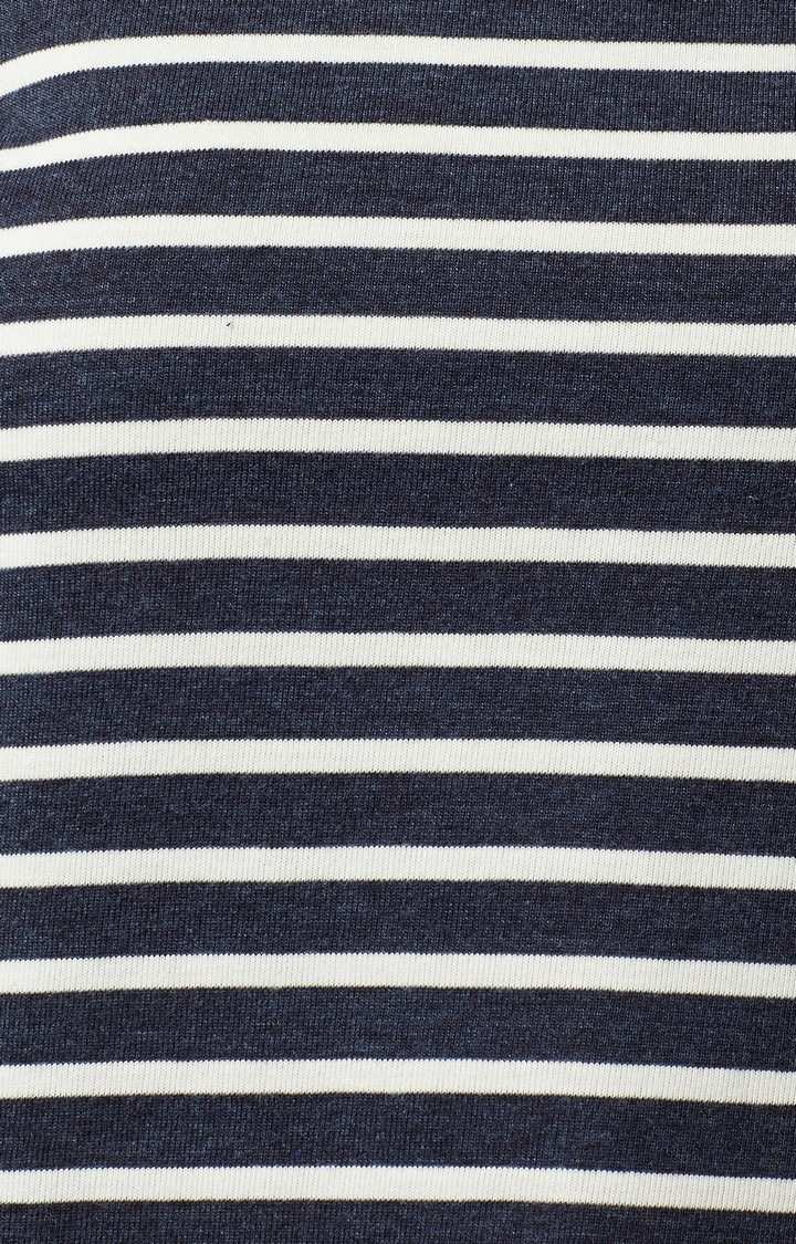 Women's Blue Cotton StripedCasualwear Crop T-Shirts