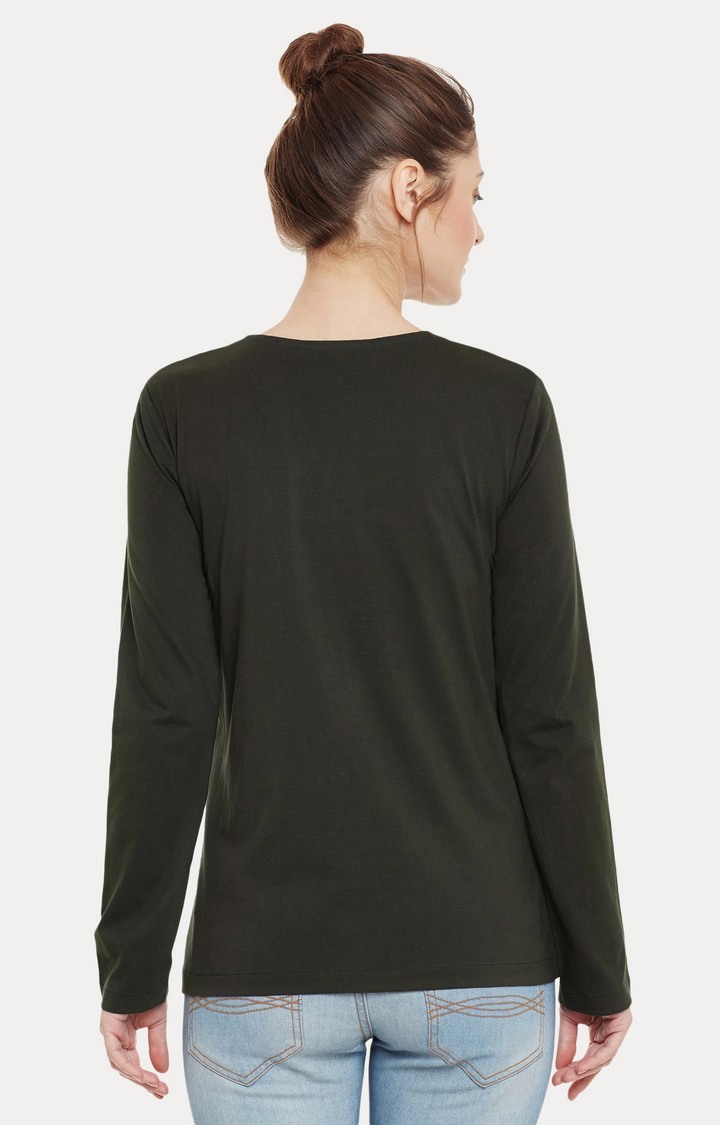 Women's Green Cotton SolidCasualwear Tops