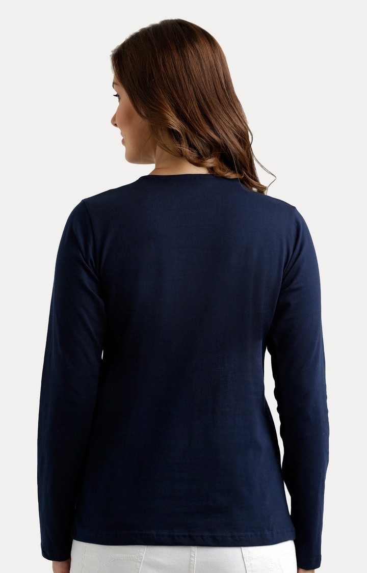 Women's Blue Cotton SolidCasualwear Tops
