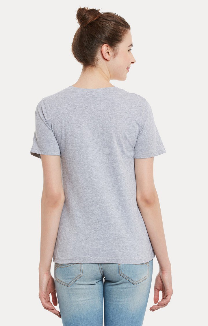 Women's Grey Cotton MelangeCasualwear Regular T-Shirts