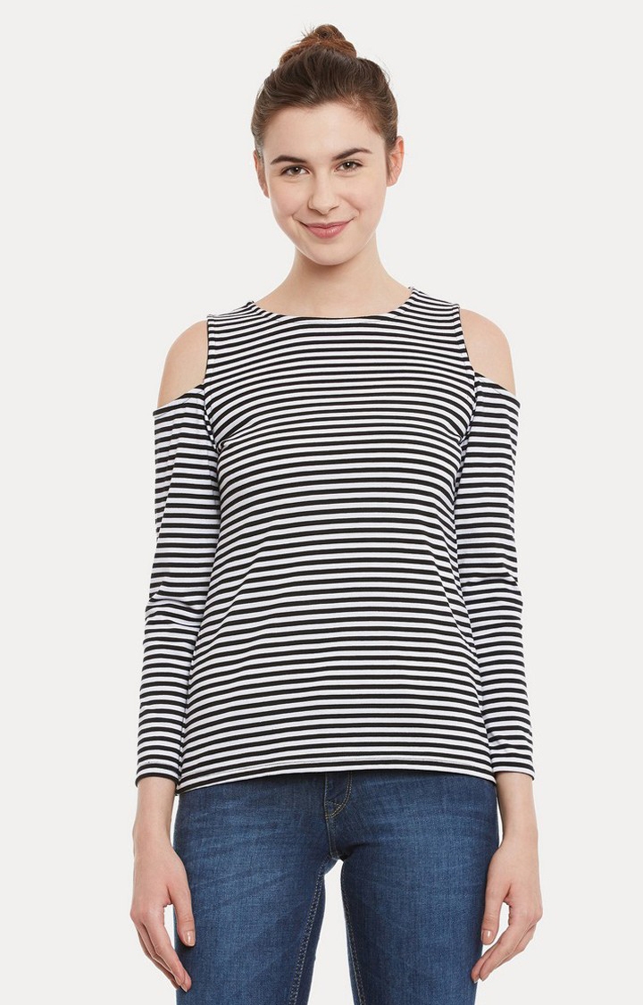 MISS CHASE | Women's Black Striped Tops