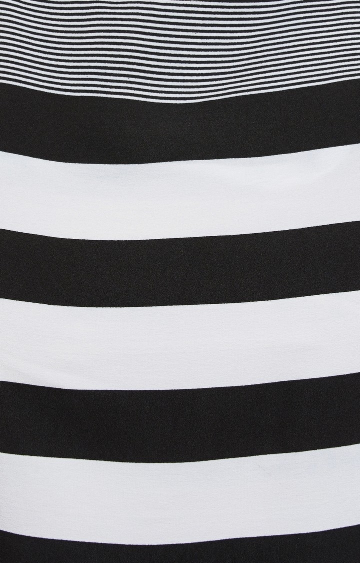 Women's White Crepe StripedCasualwear Tops