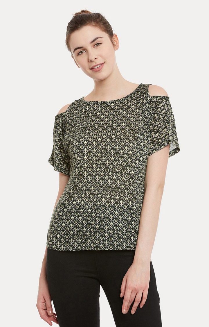 MISS CHASE | Women's Green Printed Tops