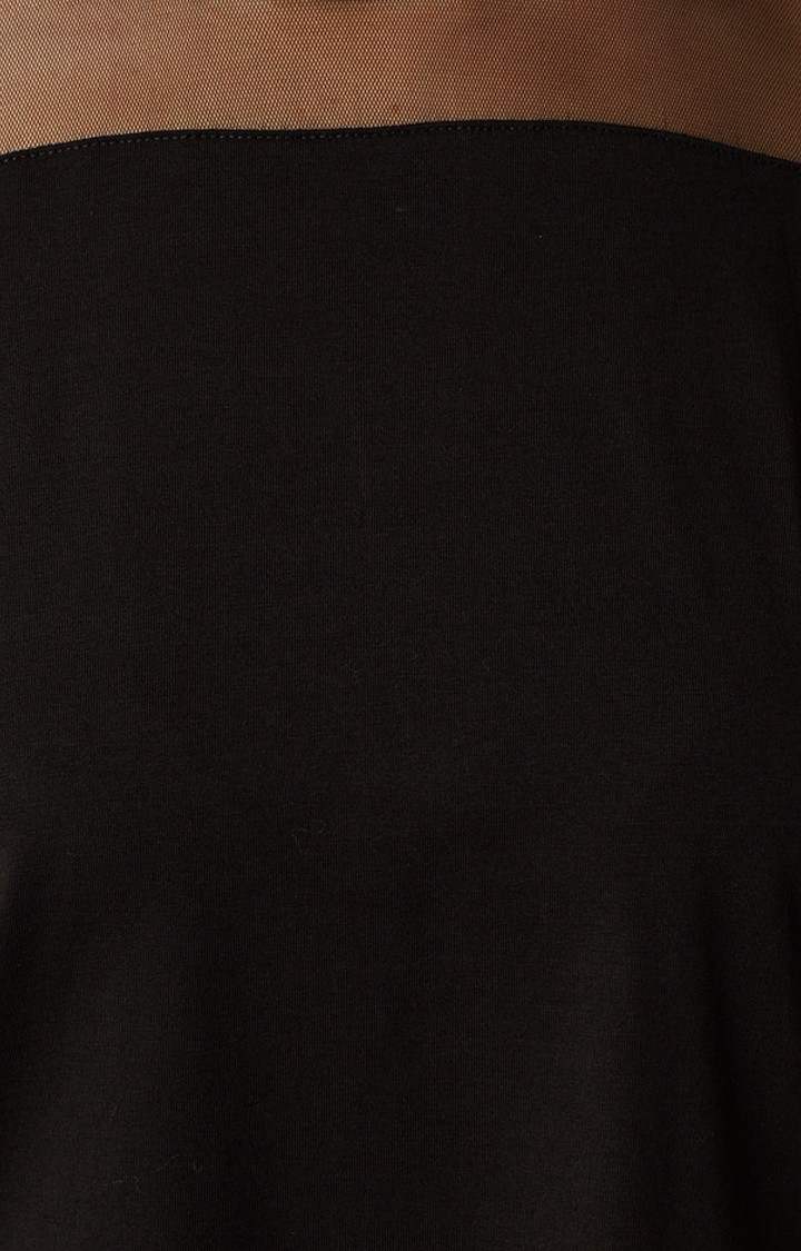 Women's Black Cotton SolidCasualwear Tops