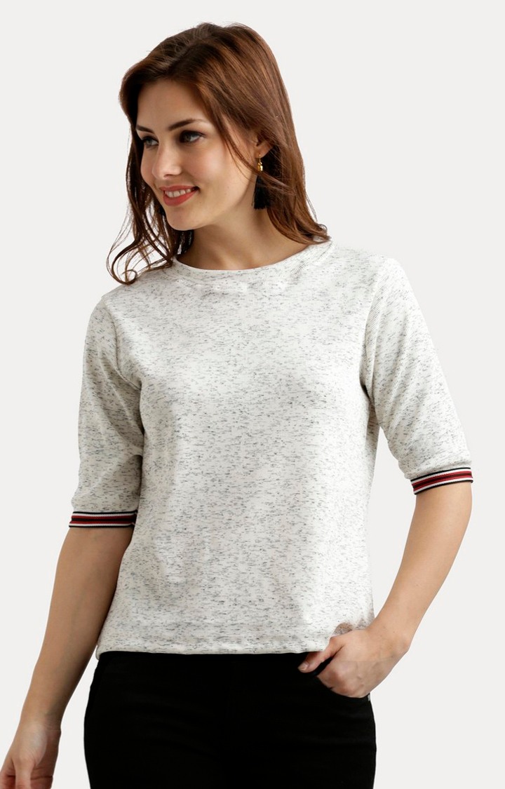 MISS CHASE | Women's White Others PrintedCasualwear Regular T-Shirts
