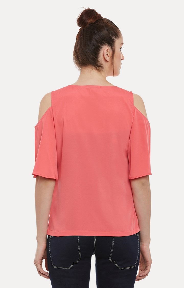 Women's Pink Crepe SolidCasualwear Tops