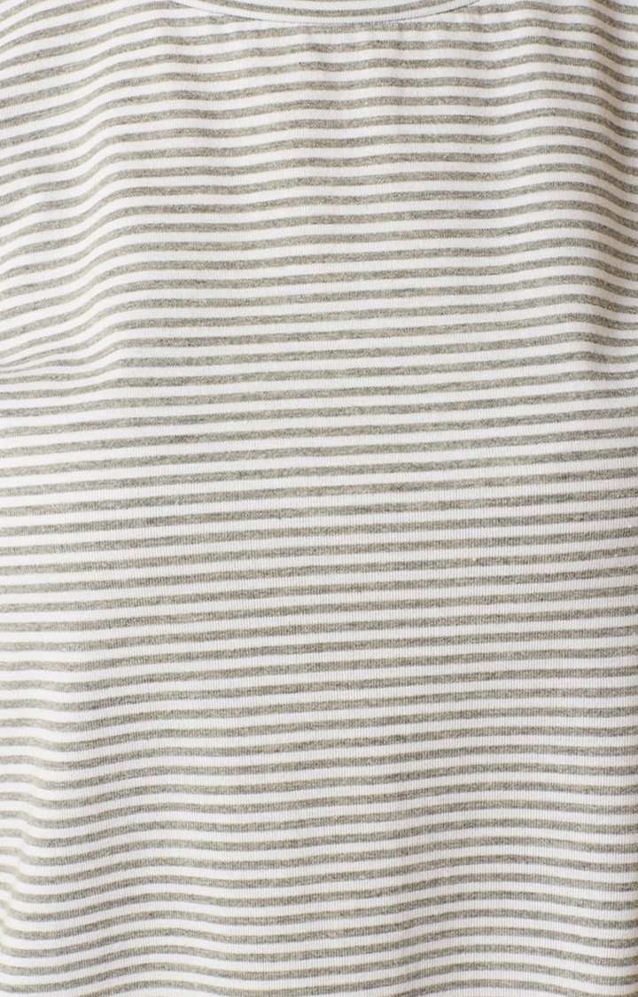 Women's Grey Cotton StripedCasualwear Regular T-Shirts