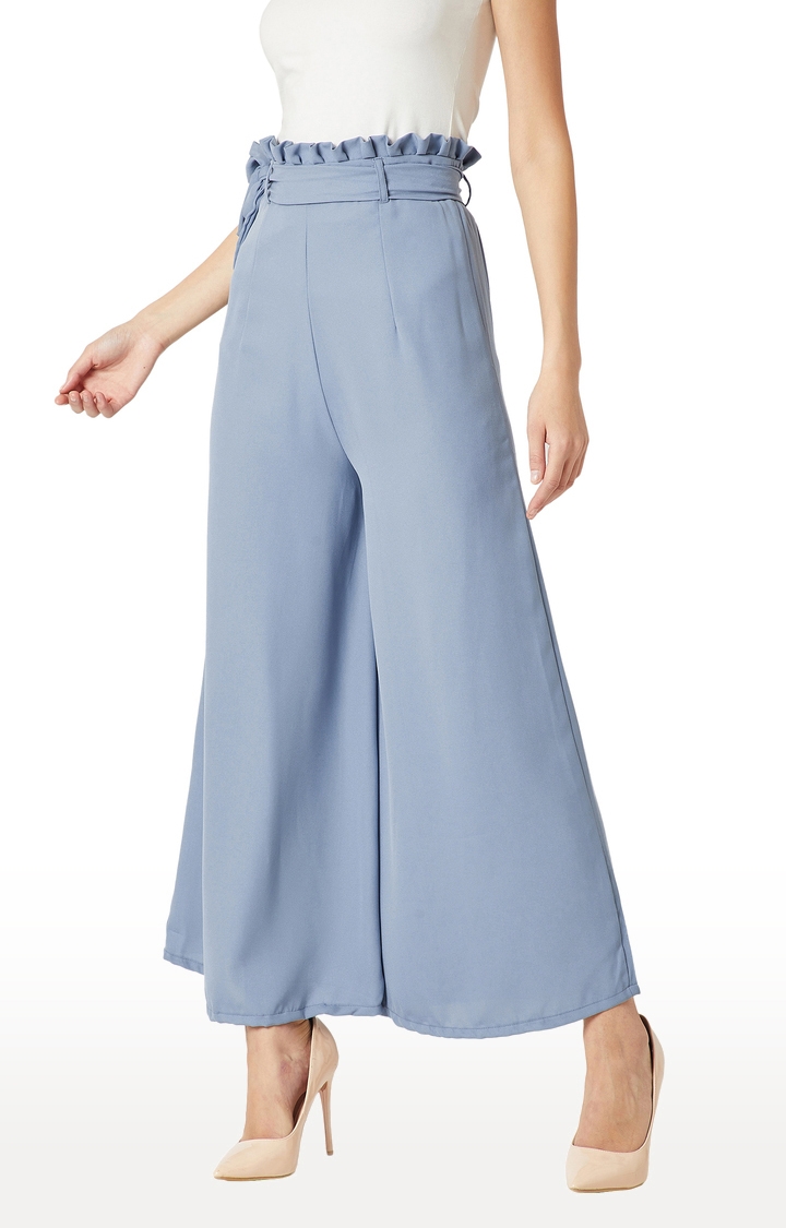 Women's Blue Solid Palazzos