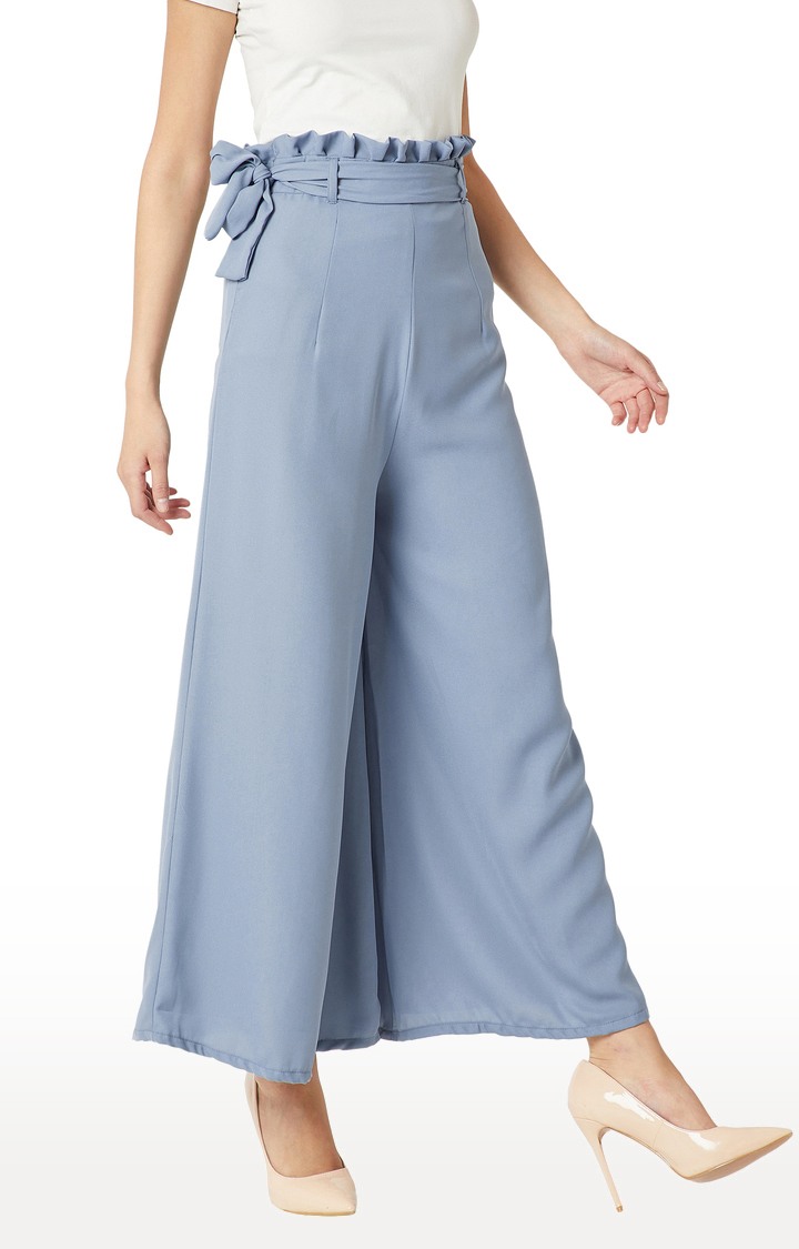 Women's Blue Solid Palazzos
