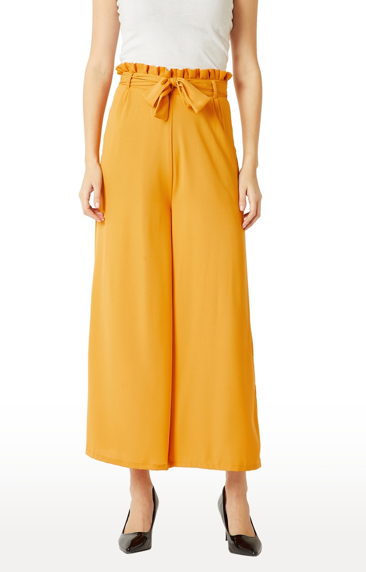 MISS CHASE | Women's Yellow Solid Palazzos