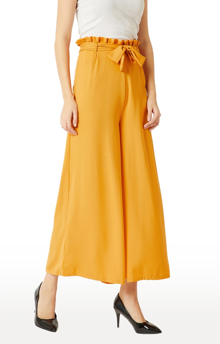 Women's Yellow Solid Palazzos