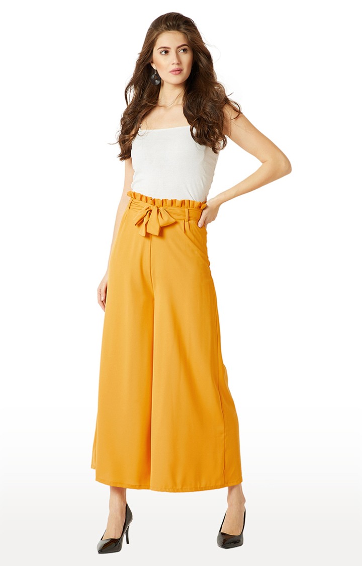 Women's Yellow Solid Palazzos