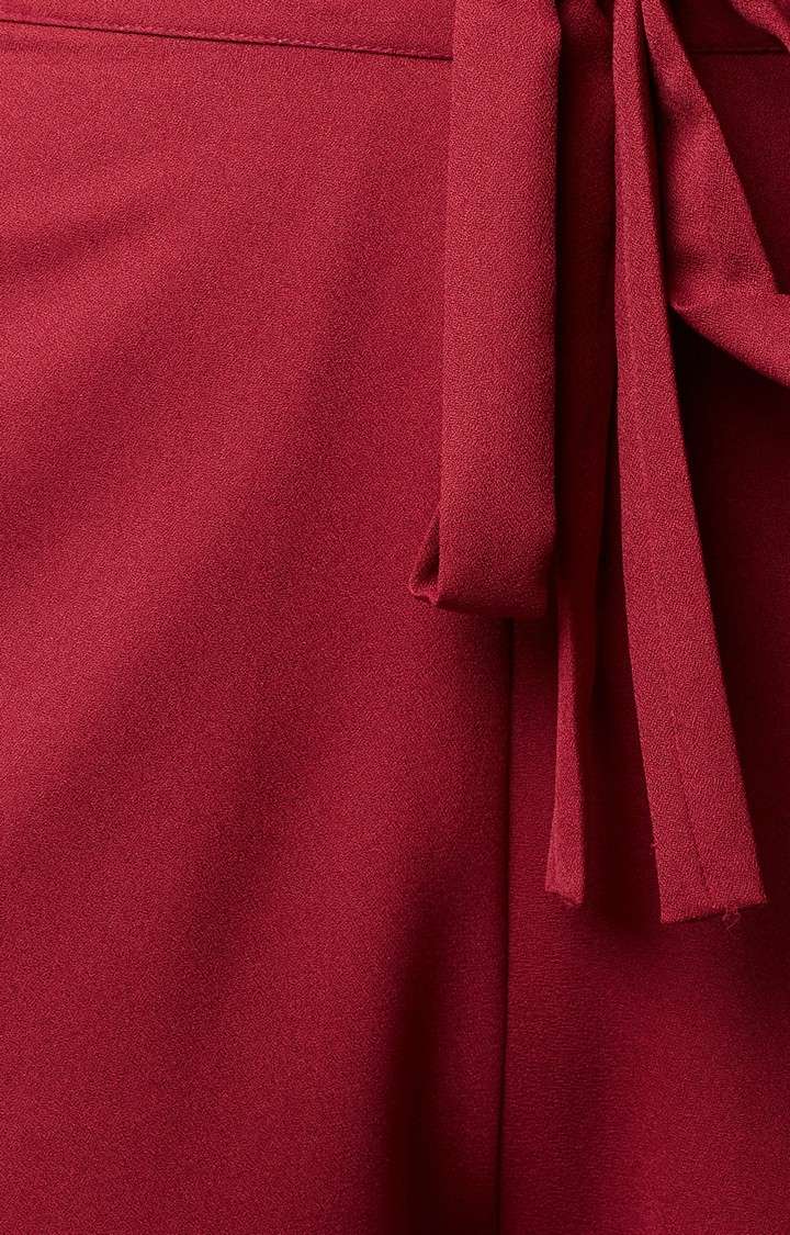 Women's Red Solid Culottes