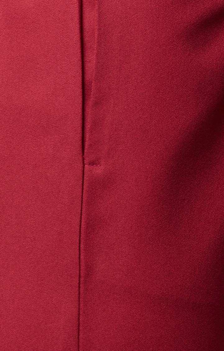 Women's Red Solid Culottes