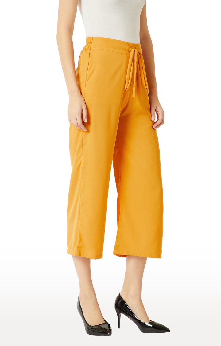 Women's Yellow Solid Culottes