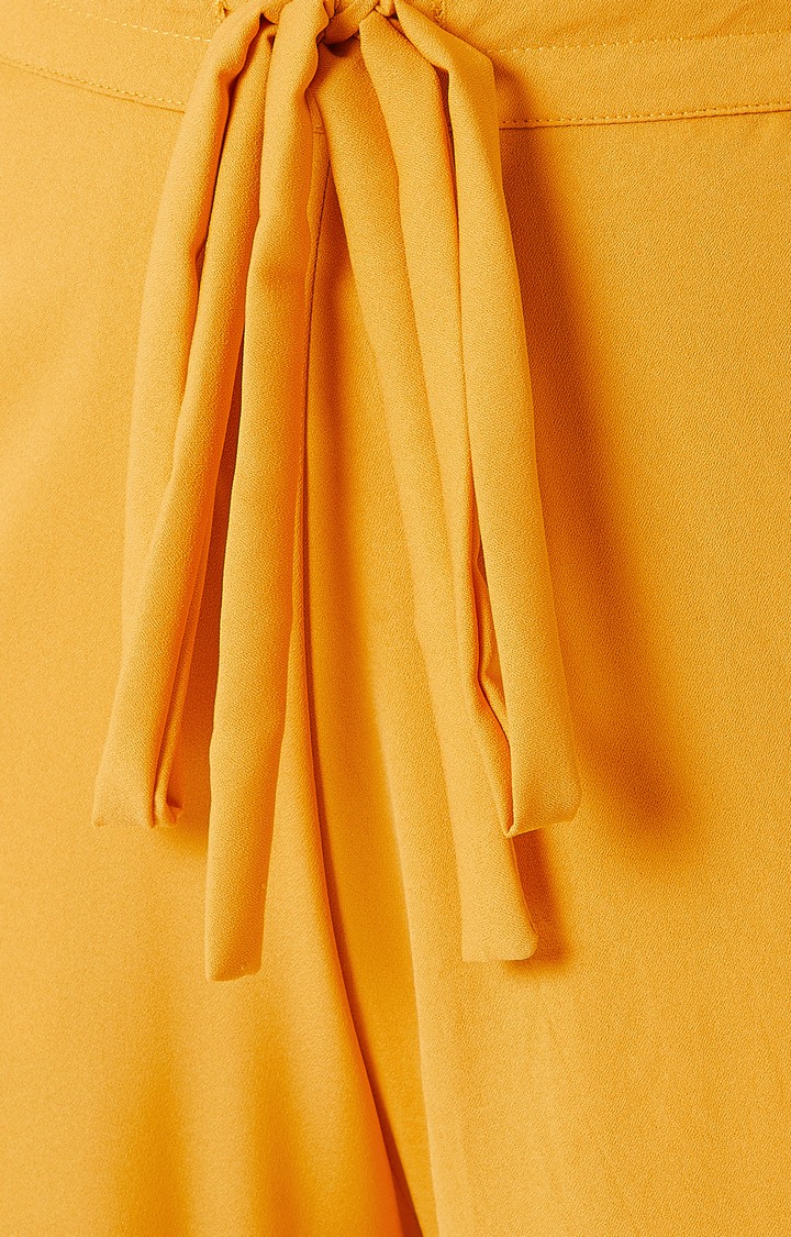 Women's Yellow Solid Culottes