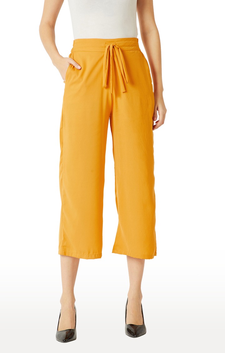 MISS CHASE | Women's Yellow Solid Culottes