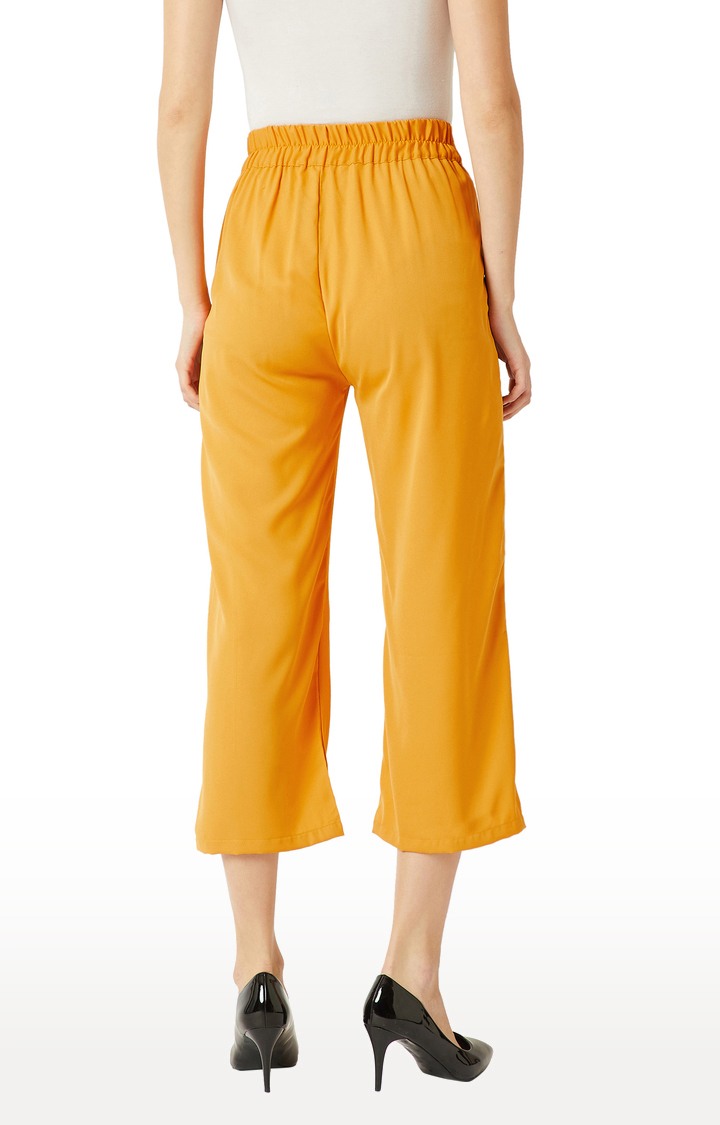 Women's Yellow Solid Culottes