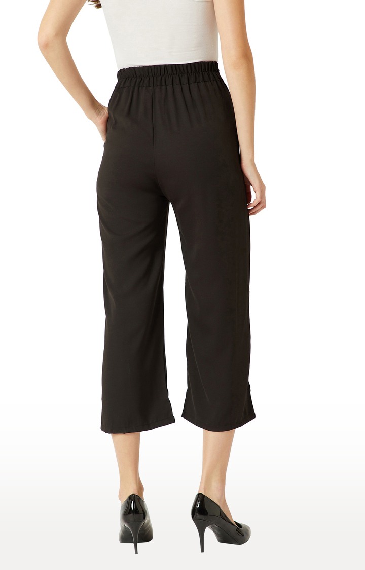Women's Black Solid Culottes