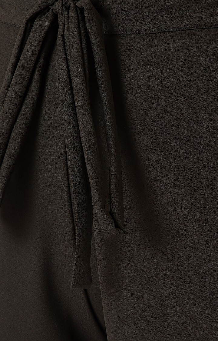 Women's Black Solid Culottes