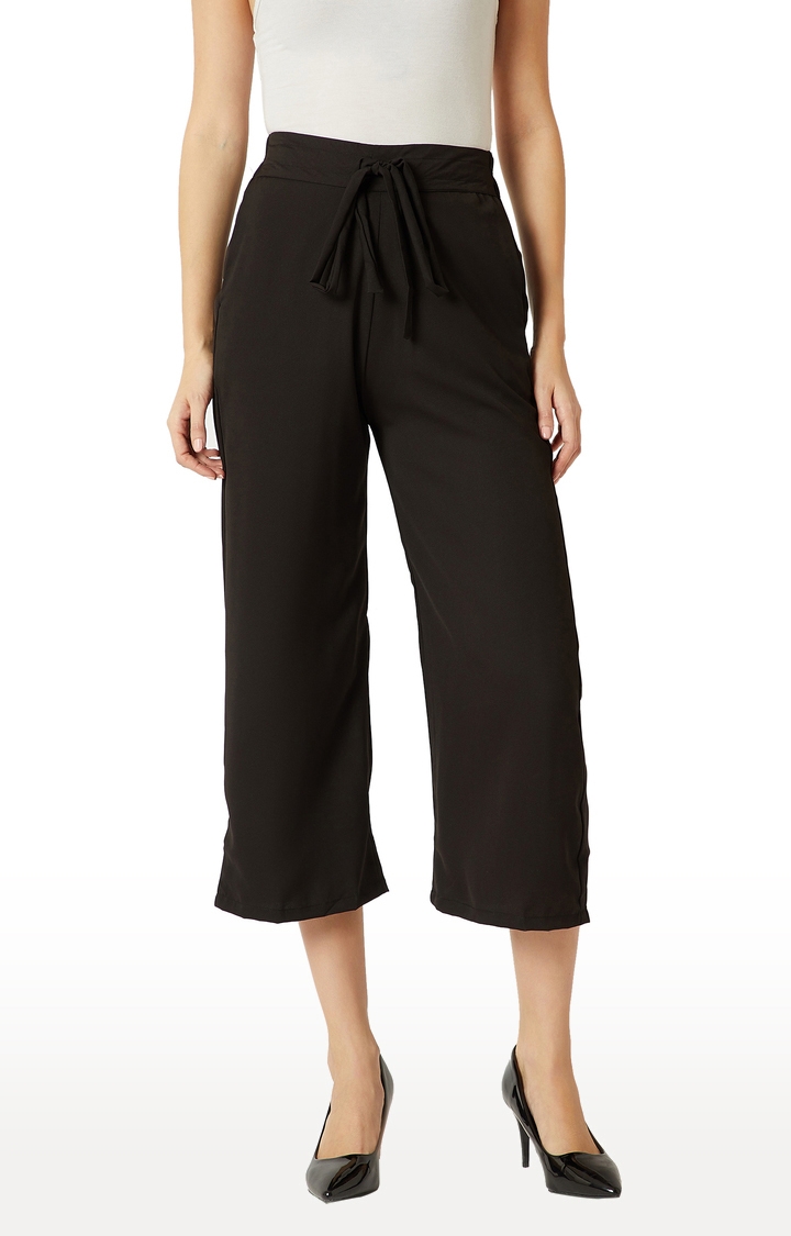 MISS CHASE | Women's Black Solid Culottes