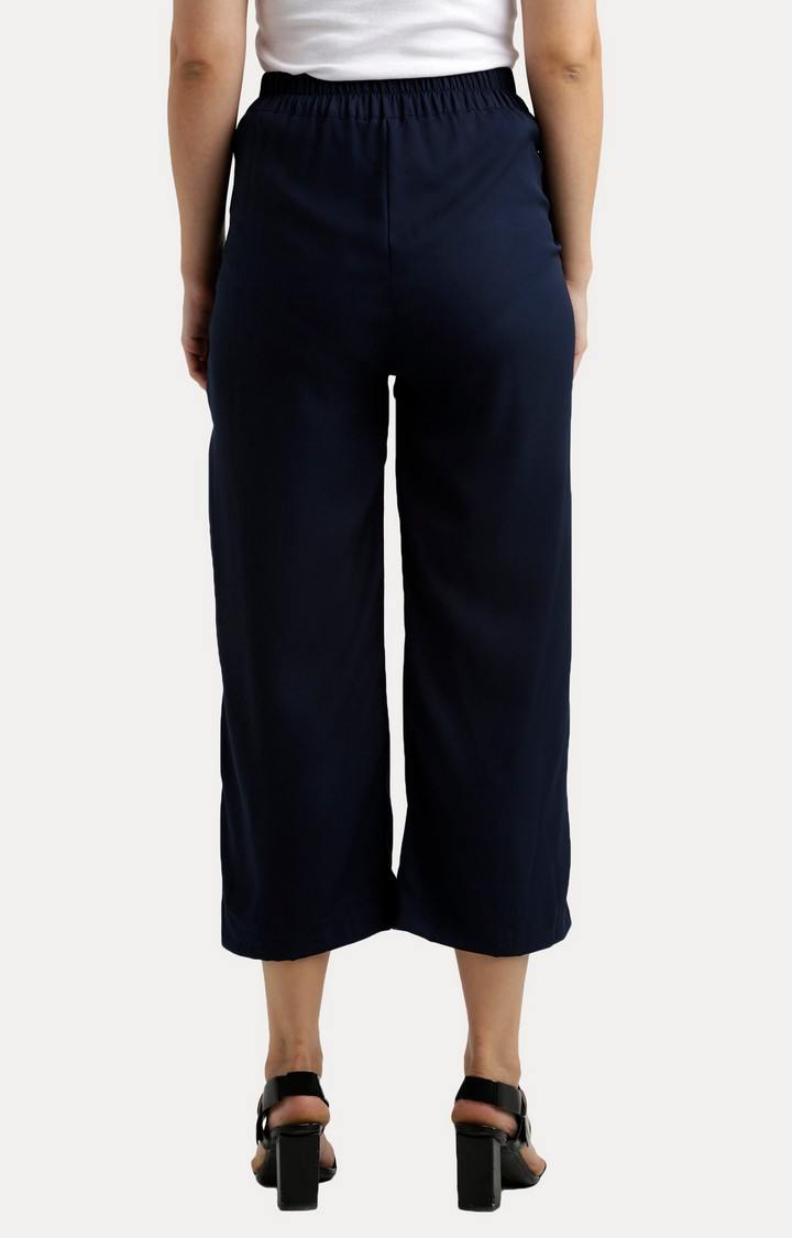 Women's Blue Solid Culottes
