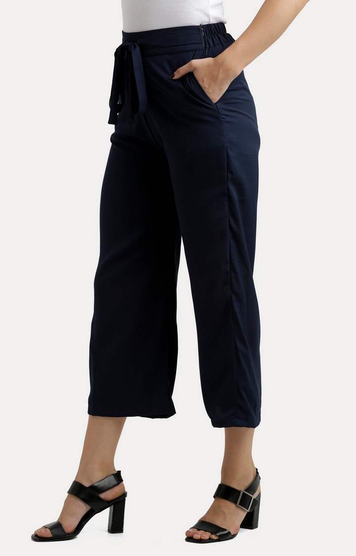 Women's Blue Solid Culottes