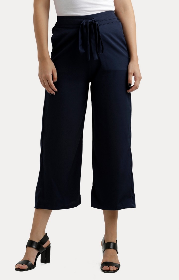 Women's Blue Solid Culottes