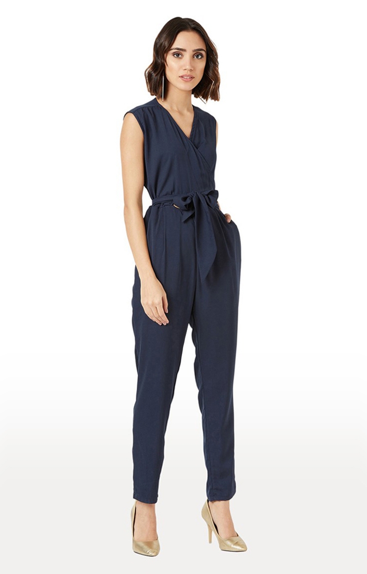 MISS CHASE | Women's Blue Solid Jumpsuits 0