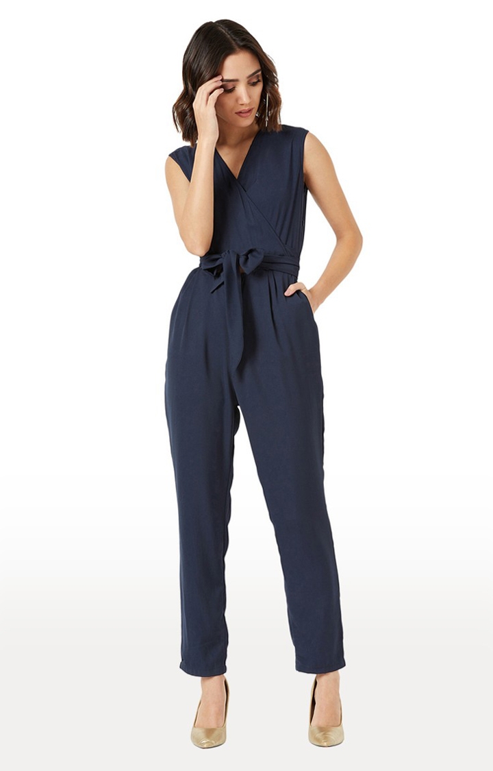 MISS CHASE | Women's Blue Solid Jumpsuits 1