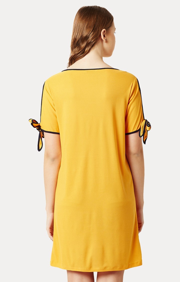 MISS CHASE | Women's Yellow Solid Shift Dress 3