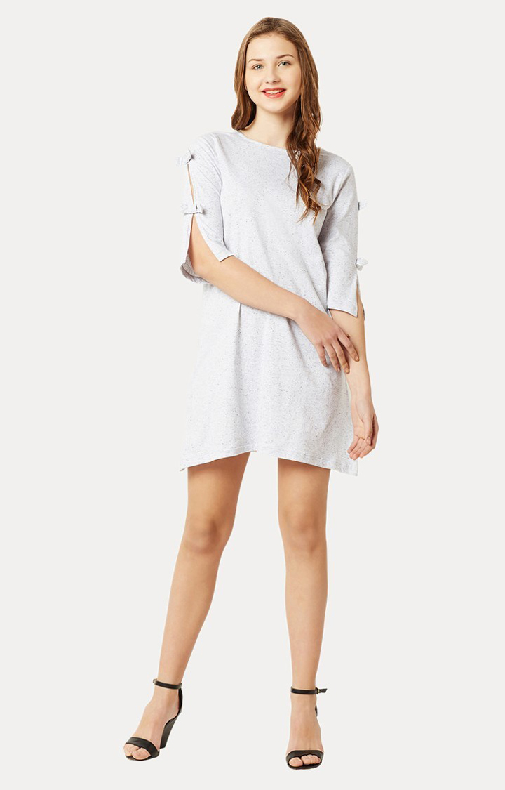 Women's Grey Cotton MelangeCasualwear Shift Dress